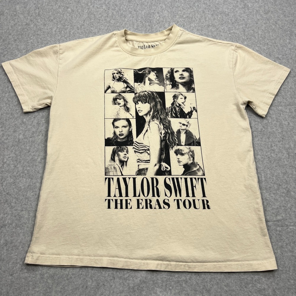 Taylor Swift Eras Tour Concert Shirt Small Beige Double Sided USA‎ Cities Tee